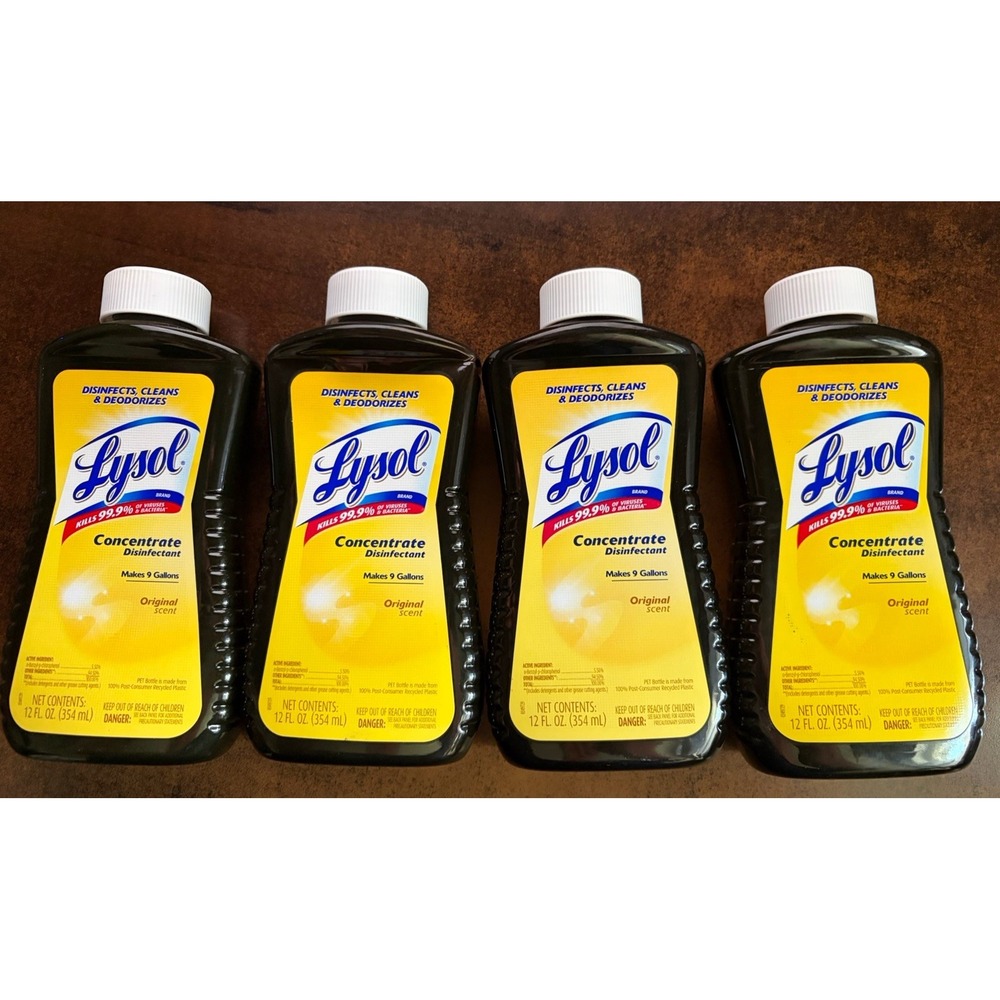 (4) LYSOL Disinfectant Concentrate Original Scent  12 Fl oz Each Makes 9 Gallons